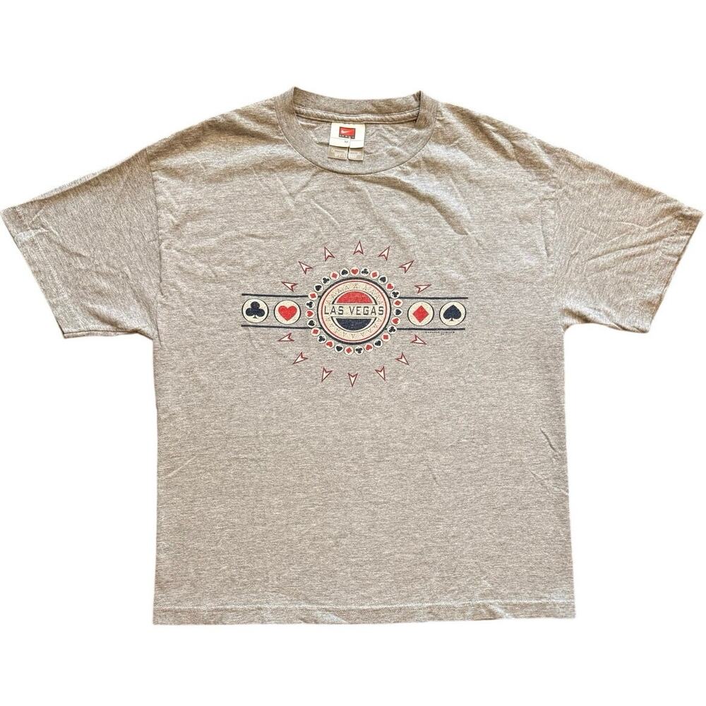 Vintage 90s Nike Team Las Vegas Poker Casino T Shirt Gray Red Tag Medium